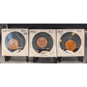 6-Coin Lincoln Cent Lot – BU RD + 1955 Wheat, Shield & Memorial Designs